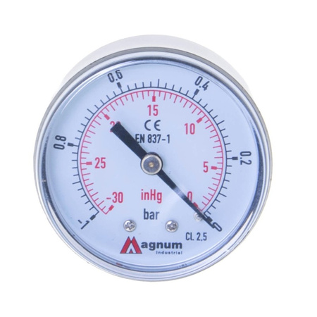 WAKUOMETR 50 MM -1 DO 0 BAR Z PRZYŁĄCZEM TYLNYM G1/4