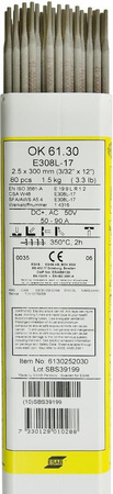 Elektroda ESAB OK 61.30 - 2.5 mm / 1.5 kg - kwasowa (308L, 80 szt.)
