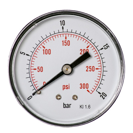MANOMETR 63 MM 0-20 BAR Z PRZYŁĄCZEM TYLNYM G1/4