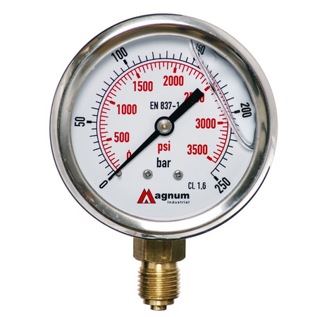 MANOMETR GLICERYNOWY 63 MM DOLNY 0-250 BAR G1/4