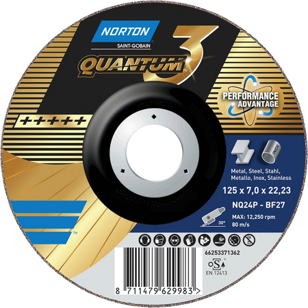 Tarcza ścierna Norton Quantum NQ T27 - 125x7.0x22,23 mm