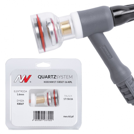 QUARTZSYSTEM – soczewka wer. krótka dysza kielich L 17/18/26 [na elektrodę 1.6mm]