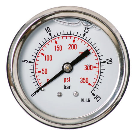 MANOMETR GLICERYNOWY 63 MM TYLNY 0-25 BAR G1/4