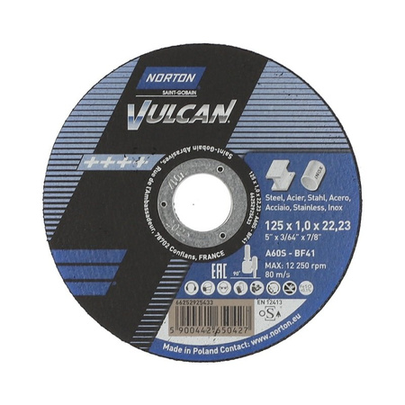 Tarcza tnąca Norton Vulcan T1A - 125x1.0x22 mm