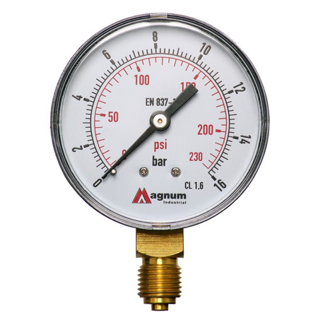 MANOMETR 63 MM 0-16 BAR Z PRZYŁĄCZEM DOLNYM G1/4