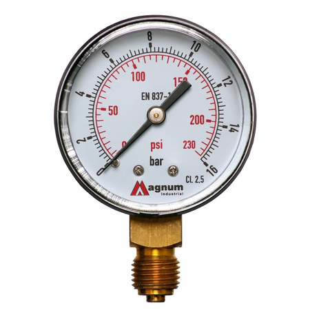 MANOMETR 50 MM 0-16 BAR Z PRZYŁĄCZEM DOLNYM G1/4