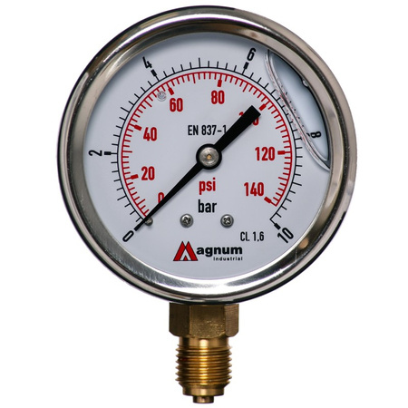 MANOMETR GLICERYNOWY 63 MM DOLNY 0-10 BAR G1/4