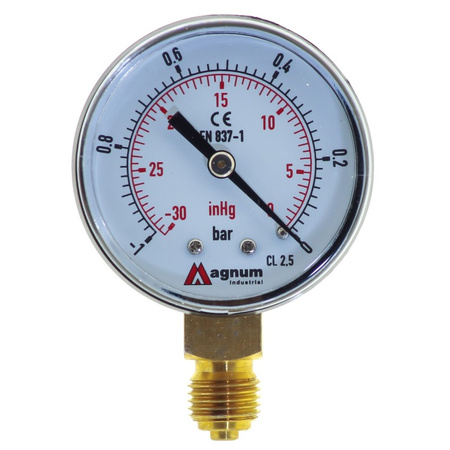 WAKUOMETR 50 MM -1 DO 0 BAR Z PRZYŁĄCZEM DOLNYM G1/4