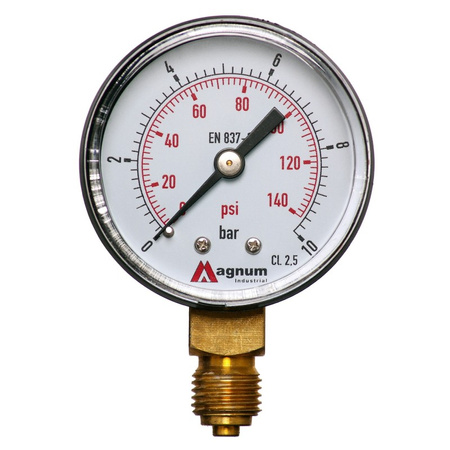 MANOMETR 50 MM 0-10 BAR Z PRZYŁĄCZEM DOLNYM G1/4