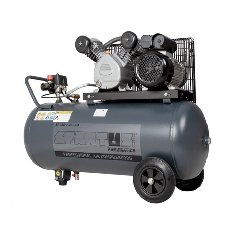 Sprężarka tłokowa SPARTUS® na zbiorniku poziomym [360/100 2.2kW 230V 10bar]