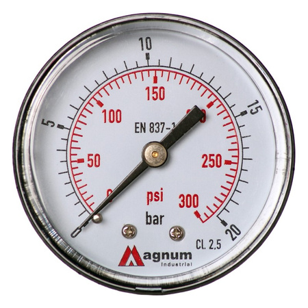 MANOMETR 50 MM 0-20 BAR Z PRZYŁĄCZEM TYLNYM G1/4