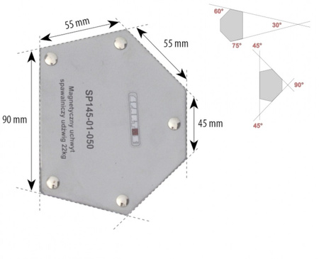 Magnetyczny uchwyt spawalniczy udźwig: 22kg