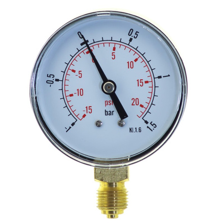 MANOWAKUOMETR 63 MM -1 DO 1.5 BAR Z PRZYŁĄCZEM DOLNYM G1/4